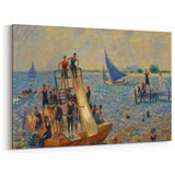 Impressionist Beach Scene - Modern Wall Art of Lively Seaside Day