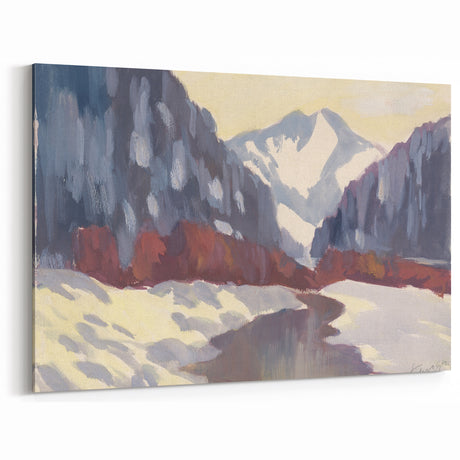Winter Mountain Stream - Modern Wall Art of Snowy Landscape Scene