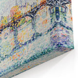 Paris Bridge Scene - Modern Wall Art of Pointillist Cityscape
