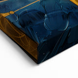 Art Deco Style Gold and Navy Abstract Art - Elegant Minimalist Wall Decor