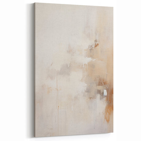 Soft Beige and White Abstract Oil Painting - Minimalist Wall Art Decor