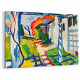 Modernist Garden Scene - Vibrant Wall Art of Grape Arbor and Sunlight