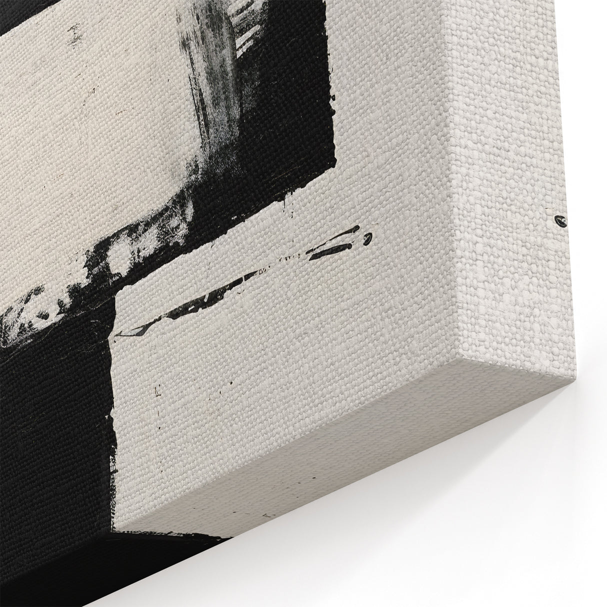 Modern Black and White Abstract Oil Painting - Minimalist Wall Art Decor