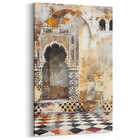 Rustic Abstract Architectural Wall Art – Vintage Charm Canvas Decor