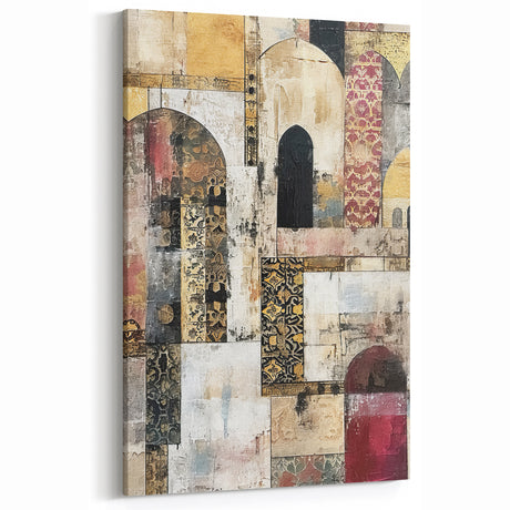 Vintage-Inspired Abstract Architecture Art – Elegant Canvas Decor