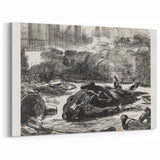 Historical Artwork - Manet's Civil War Scene, Dramatic Black & White Print