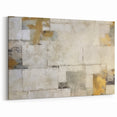 Geometric Strokes and Lines Abstract Art – Beige and Gold Canvas Print