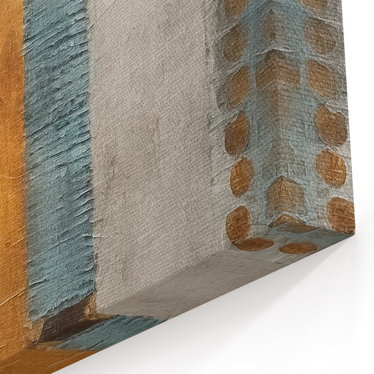 Geometric Abstract Strokes and Lines Art – Warm Gold and Blue Canvas