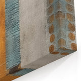 Geometric Abstract Strokes and Lines Art – Warm Gold and Blue Canvas