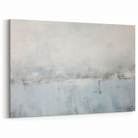 Minimalist Strokes and Lines Abstract Art – Light Gray and Blue Canvas