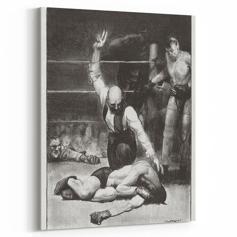 Realism Art Print of a Boxing Scene - Intense Moment in the Ring