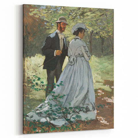 Claude Monet's Bazille and Camille - Impressionist Outdoor Scene Art