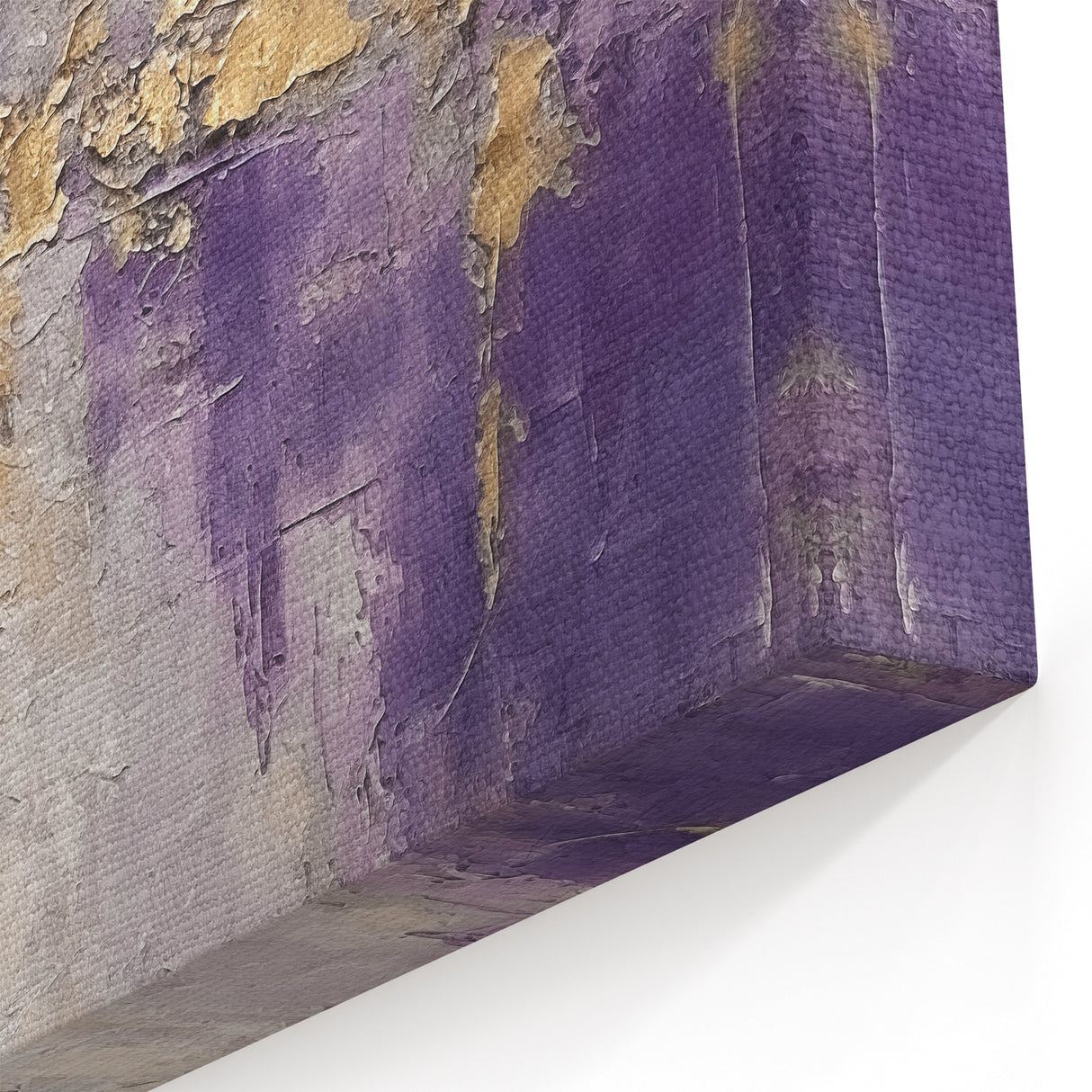 Elegant Purple and Gold Abstract Strokes Art – Textured Canvas Print