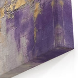 Elegant Purple and Gold Abstract Strokes Art – Textured Canvas Print