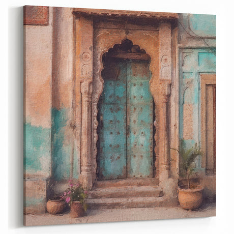 Traditional Indian Door Canvas Art – Vintage Heritage Decor
