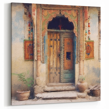 Rustic Indian Door Photography Art – Traditional Heritage Decor