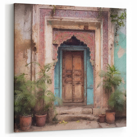 Vintage Indian Door Wall Art – Traditional Botanical Decor