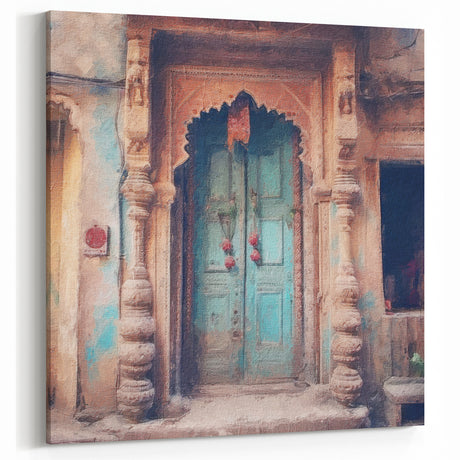 Traditional Indian Door Canvas – Vintage Architecture Decor