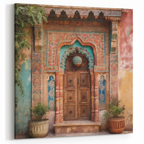 Intricate Indian Door Canvas Art – Heritage Floral Decor