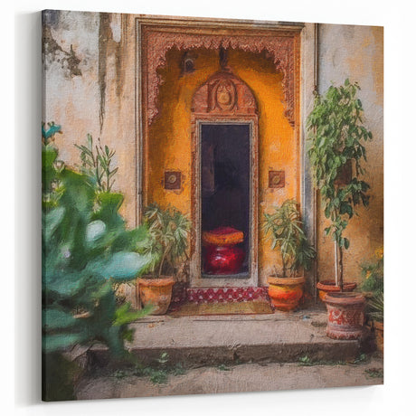 Rustic Indian Door Canvas Art – Warm Heritage Decor
