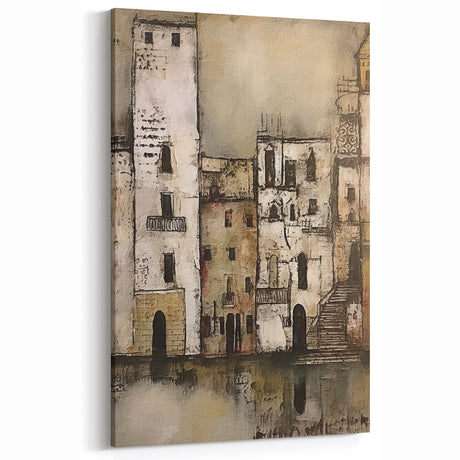 Vintage Abstract Building Reflections Art – Architectural Wall Decor