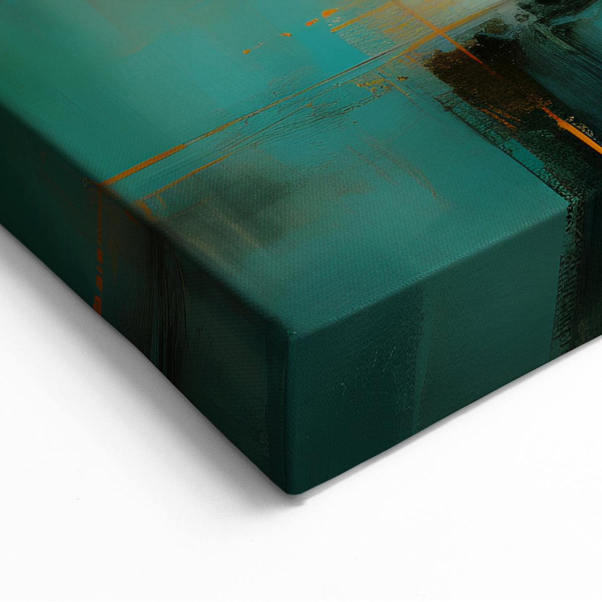 Vibrant Abstract Strokes - Teal, Orange, and Beige Modern Wall Art