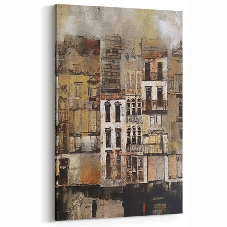 Rustic Cityscape Abstract Architecture Art – Vintage Wall Decor