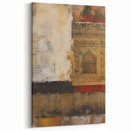 Vintage Abstract Architecture Art Print – Rustic Textured Wall Decor