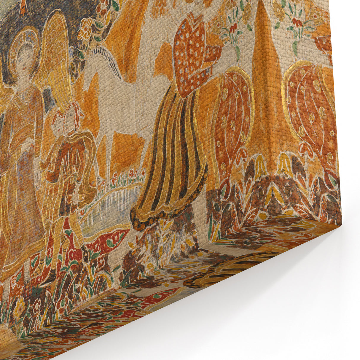 Angelic Garden Scene - Colorful Modern Wall Art with Floral Details