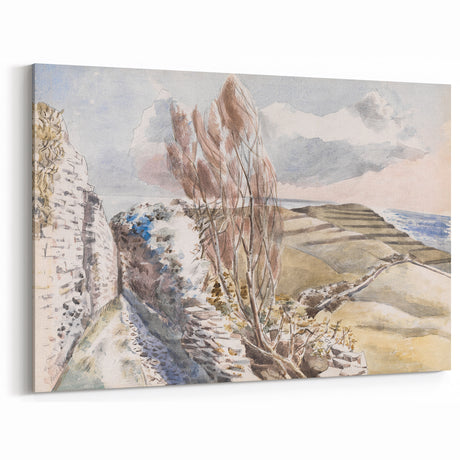 Pastoral Coastal Landscape - Soft Modern Wall Art in Earthy Tones