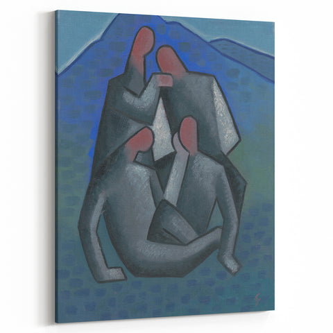 Abstract Figures - Modern Wall Art with Bold Shapes in Cool Tones