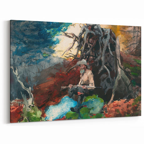 Realism Art Prints - Campfire in Adirondacks by Winslow Homer Wall Art
