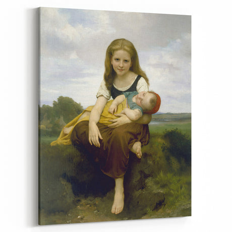 Realism Art Prints - Sister and Brother Portrait by William Bouguereau