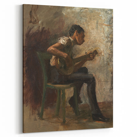 Realism Art Prints - The Banjo Player Study by Thomas Eakins Music Art
