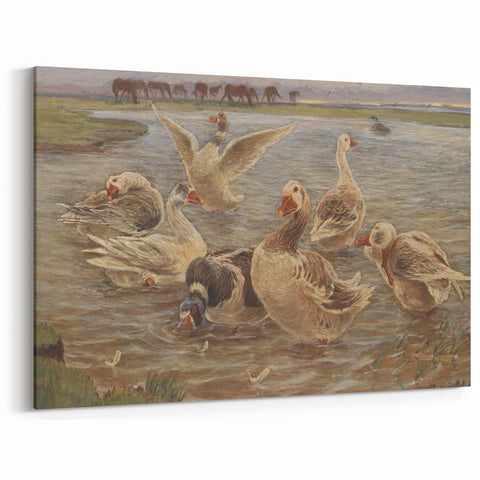 Geese on Saltholm by Philipsen: Rustic Impressionist Wildlife Wall Art