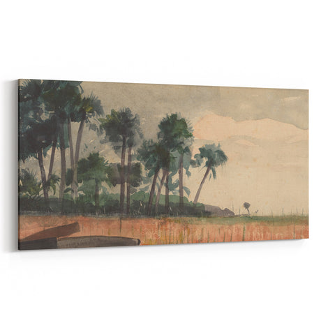 Realism Art Prints - Serene Palm Trees Landscape on Canvas and Acrylic