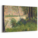 Grassy Riverbank by Seurat: Peaceful Impressionist Landscape Wall Art