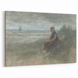 Girl in the Dunes by Jozef Israëls: Serene Coastal Impressionist Art