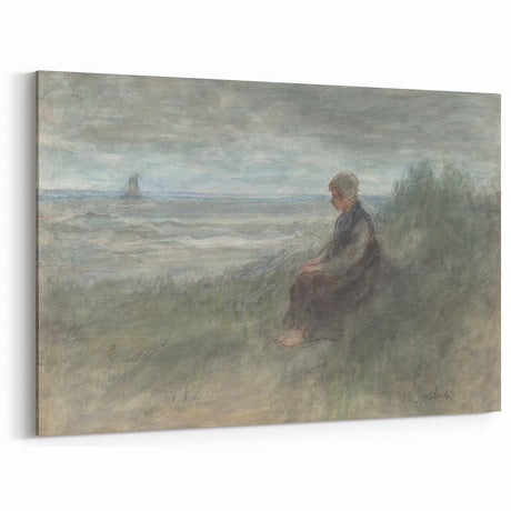 Girl in the Dunes by Jozef Israëls: Serene Coastal Impressionist Art