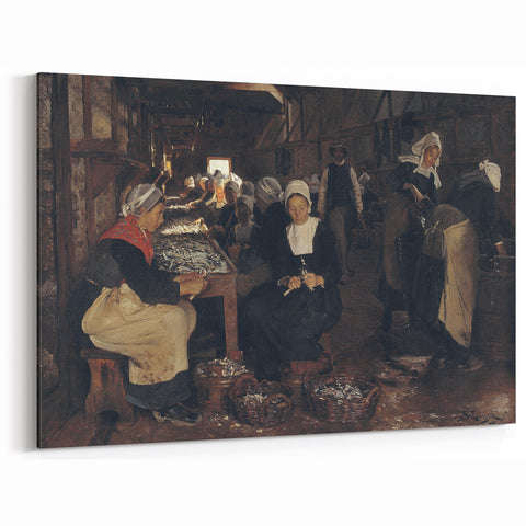 Realism Art Print of Fisherwomen Working – Classical Realism Canvas Art