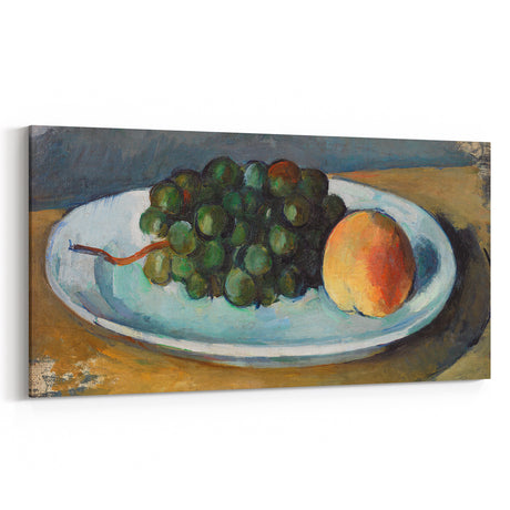 Grapes and Peach on a Plate by Cézanne: Classic Still Life Wall Art
