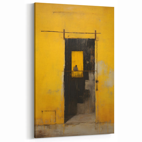 Bold Yellow and Black Abstract Strokes - Contemporary Wall Art