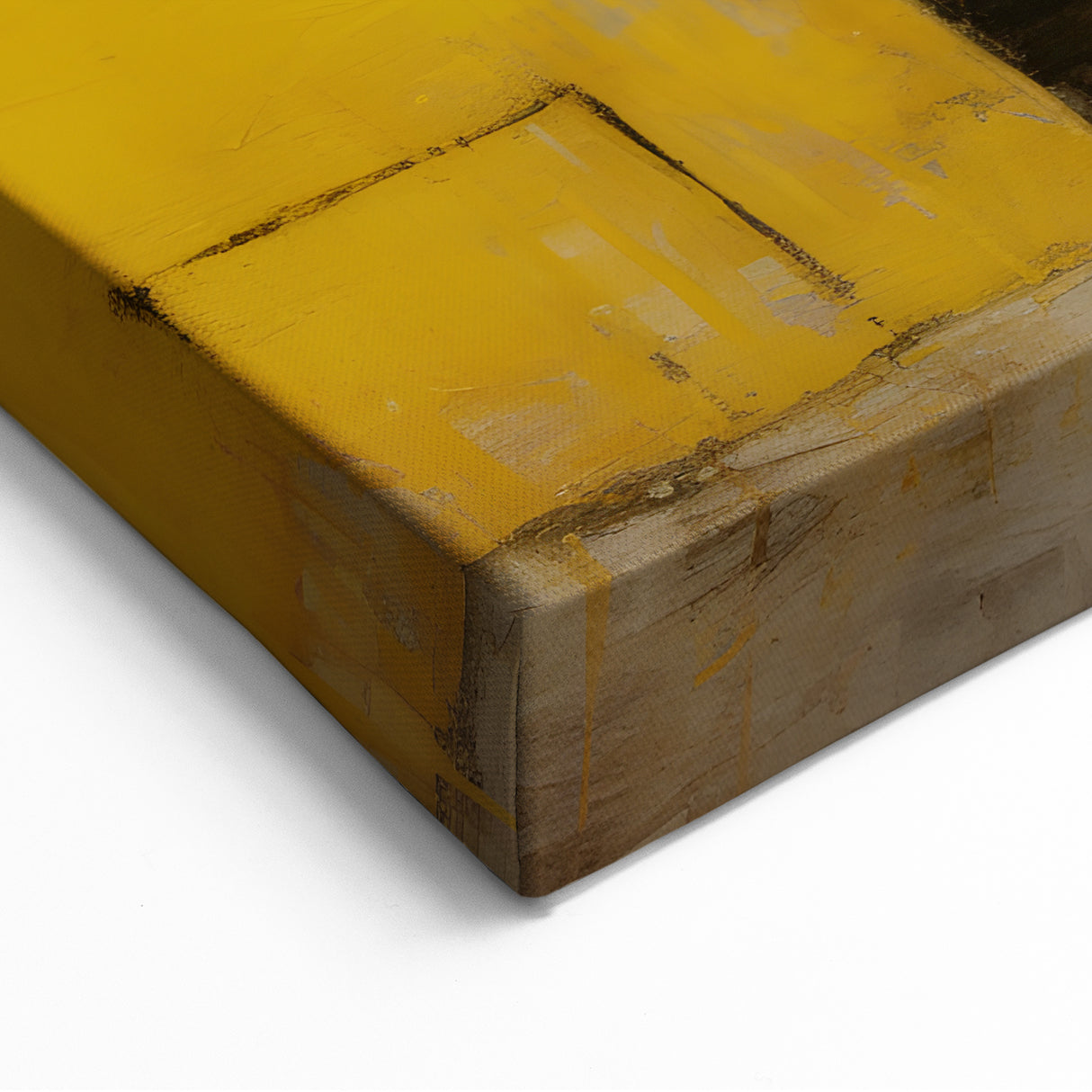 Bold Yellow and Black Abstract Strokes - Contemporary Wall Art