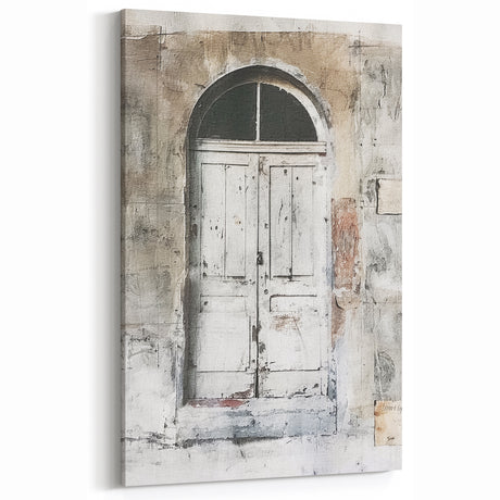 Vintage Italian Arched Door Canvas - Rustic Architectural Wall Art