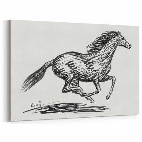 Minimalist Galloping Horse Wall Art - Modern Black and White Decor