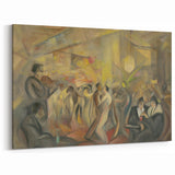 Abstract Paris Café Wall Art - Modern Warm Toned Social Scene Decor