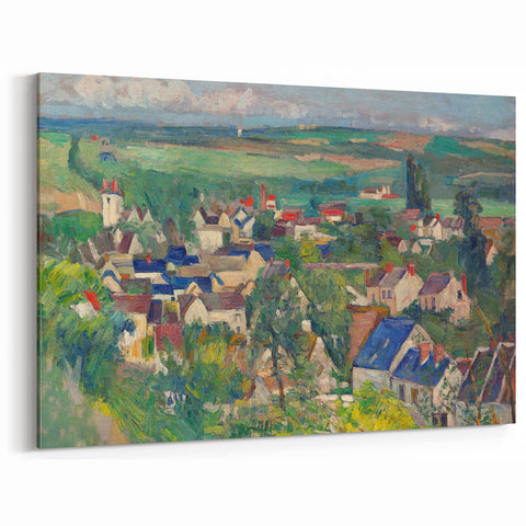 Panoramic Village Landscape Wall Art - Vibrant Modern Countryside Decor