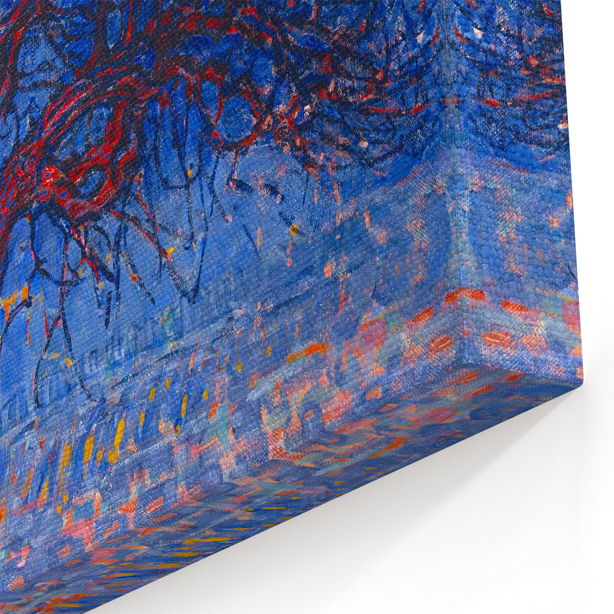 Bold Red Tree Wall Art - Vibrant Blue and Red Modern Nature Decor