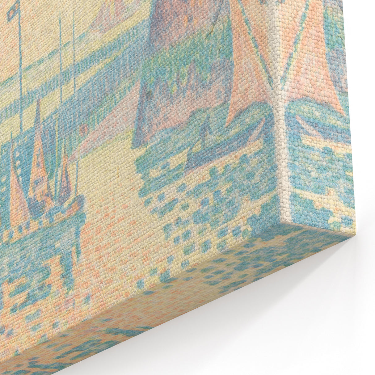 Pastel Seascape Wall Art - Soft Pointillist Evening Harbor Decor