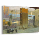 Urban Cityscape Wall Art - Gritty Tenement Scene with Industrial Charm